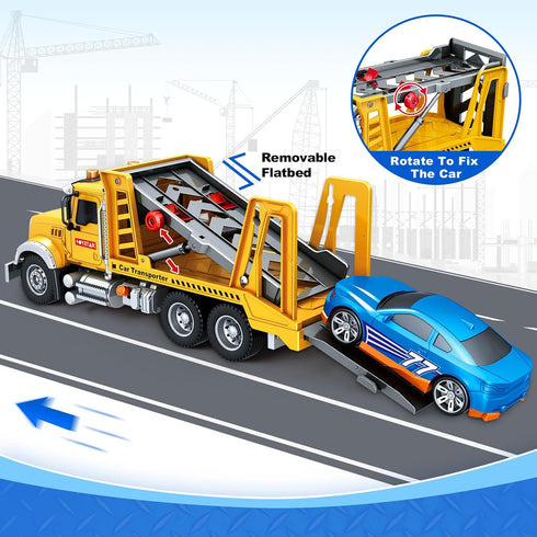 3 4 5 6 7 8 15" Bstoyder Kids Toys for Years Old Boys, Farm Transport Truck Toy with Lights, Sounds, Toddler Friction