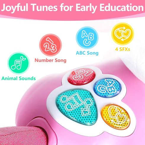 6-9 9-12 12-18 Tummy 0-2, 1 1st iPlay, iLearn Unicorn Baby Musical Toy, Infant Crawling Toys for Month, Baby Time