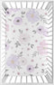 Sweet Jojo Designs Baby Girl Fitted Mini Crib Sheet - Lavender Purple, Pink, Grey, White Watercolor Floral Collection