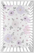 Sweet Jojo Designs Baby Girl Fitted Mini Crib Sheet - Lavender Purple, Pink, Grey, White Watercolor Floral Collection