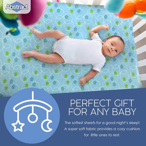 Abstract Baby/Infant Bassinet Sheets, Deep Fitted Soft Jersey Knit, 16" x 32" (Floral Blue)