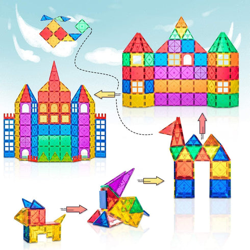 102PCS Magnetic Tiles Building Blocks Stem Toys for 3+ Year Old Boys and Girls, Montessori Toddler Gifts