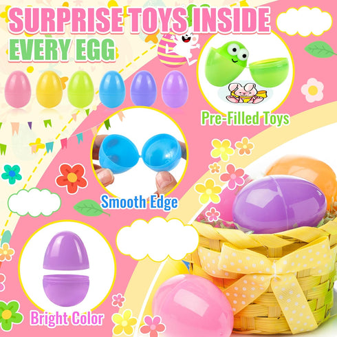 OCTERIC 360 Set, 120 240 Pcs Pastel Prefilled Easter Toy Plastic Eggs Filled with Assorted Toys Stickers for Kids Boys
