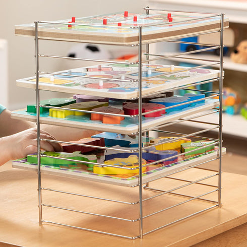 12 inches 0.75 inches Melissa & Doug Multi-Fit Metal Wire Puzzle Rack wide and deep