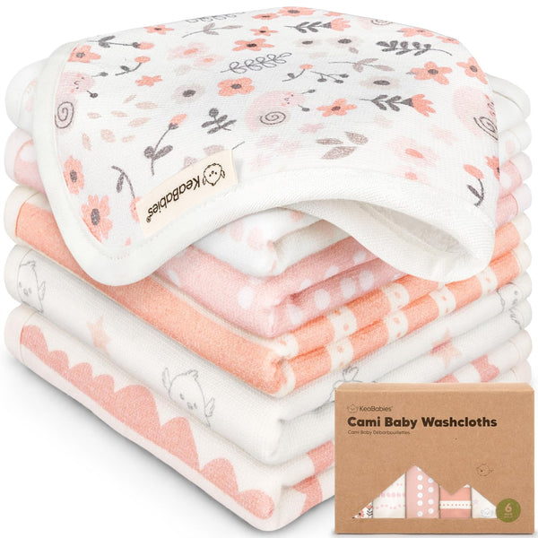 6-Pack Cotton Baby Washcloths for Newborn - Organic Cotton Muslin Soft Wash