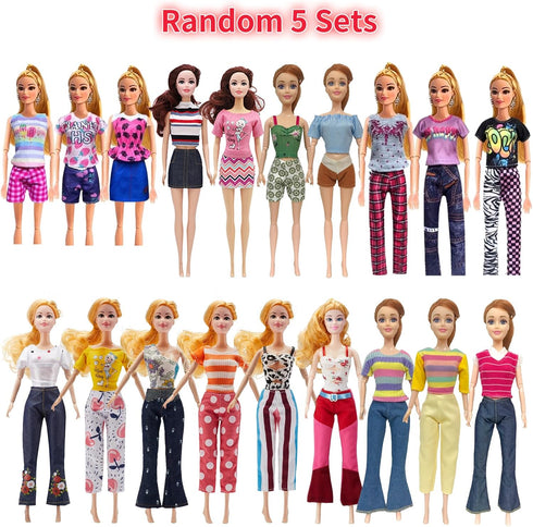 29 Pieces Doll Clothes and Accessories for 11.5 Inch Girl Dolls Outfit Including 5 Tops,5 Pants,3 Dresses,2 Fashionable Dresses,2 Swimwear,6 Pairs of Shoes, 1 Bag, 5 Hangers