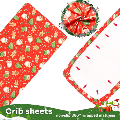 1 Pack Cozy Cloele Christmas Crib Sheet Biscuit Fitted Sheet for Boys Girls - Santa Baby Nursery Sheet Bed Sheet