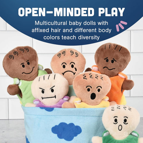 6-Piece Set Set, Constructive Playthings Expression Plush Baby Dolls for Social Emotional Learning, Plush Multicultural
