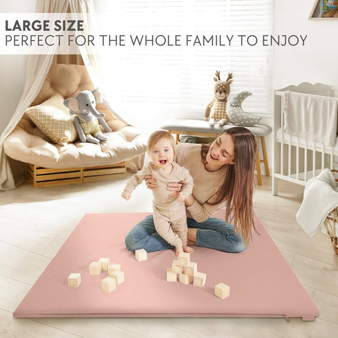 Stylish Vegan Leather Baby Play Mat - Soft, Easy to Clean Floor Mat Creates A Safe Play Area for Your Baby - The