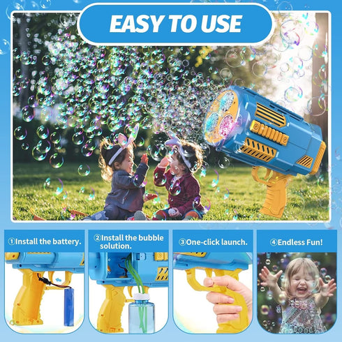 Bubble Machine Automatic Bubble Gun, Summer Beach Bubbles Blower for Kids Age 3-12, Birthday Wedding Party Favors Gifts