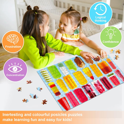 300 Piece Jigsaw Puzzles Popsicles and Macarons, Happy Gift Idea for Adults, Teens, and Kids (Pack of 2)
