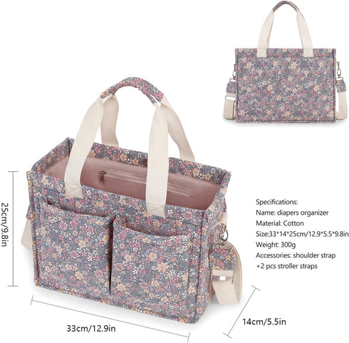 Charming Cherry Canvas Tote Bag - Stylish Multi-Pocket Shoulder Purse for Women
