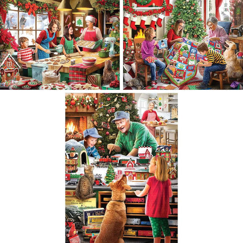 Set (3) 300 18' 24' Bits and Pieces - Value of Three Piece Jigsaw Puzzles for Adults - x Each - Large Pc Holidays