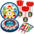 Lide Road 116 Pcs Robot Birthday Party Supplies Kit, Robot Plates, Napkins,