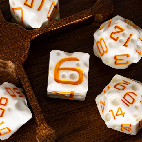 Cheese Dice DND Dice Set - 7PCS White Polyhedral Dice for Dungeons and Dragons Tabletop Role Playing Games