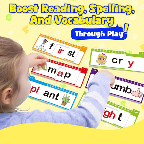 Edulok 40 Read and Rhyme Flip Books,Phonics Word Family Build Book Learn to Read Phonics Flash Cards,Sight Words Flash