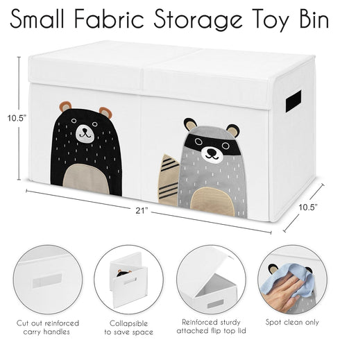 Sweet Jojo Designs Woodland Bear Racoon Boy or Girl Small Fabric Toy Bin Storage Box Chest For Baby Nursery or Kids
