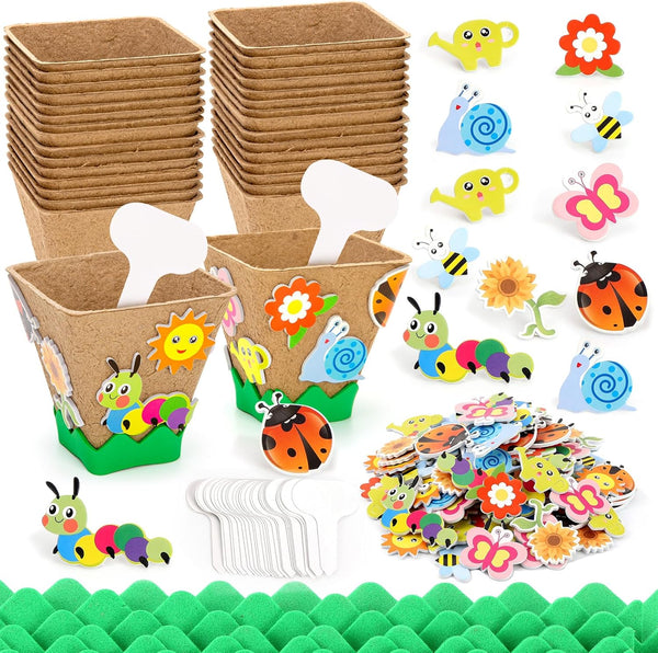Ayfjovs Garden Paper Pot Craft Kit, 30 Pack Square Paper Peat Pots