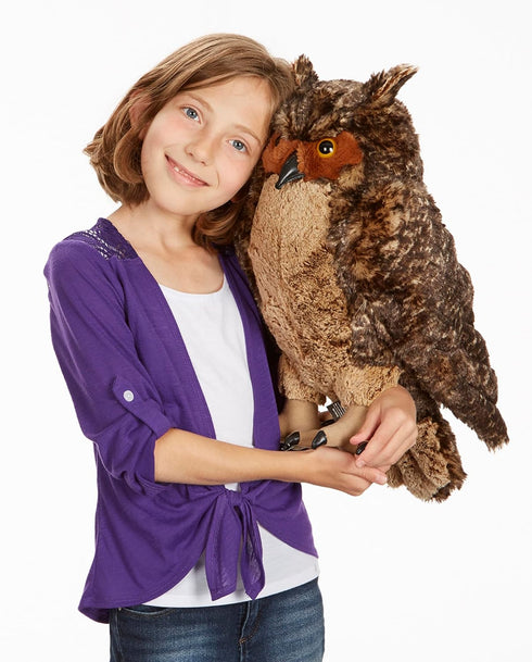 (17 inches Melissa & Doug Giant Owl - Lifelike Stuffed Animal Tall), Brown