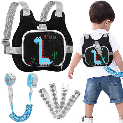 Accmor Toddler Harness Leash + Reflective Anti-Lost Wrist Link, Cute Dinosaur Kids Walking Assistant Belt