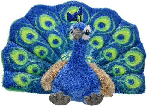 WILD REPUBLIC Peacock Plush, Stuffed Animal, Plush Toy, Kids Gifts, Cuddlekins, 8 Inches,Blue