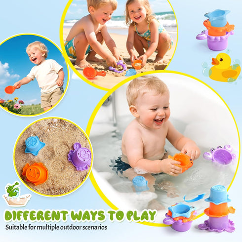 1-3 3 12+ Baby Bath Toys for Kids Ages Interactive Toddler Bath Toys Duck Sensory Bathtub Water Shower Toys