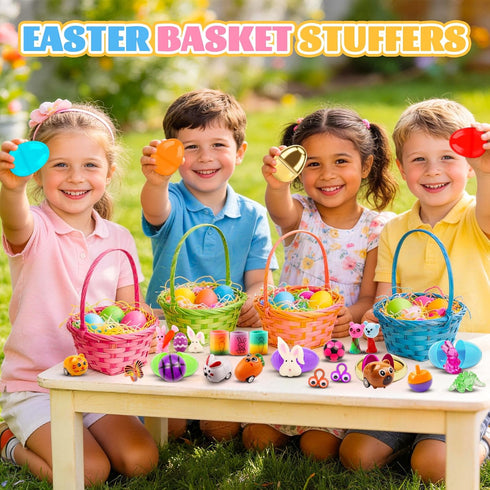 100 KissFuture PCS Prefilled Easter Eggs with Toys, Easter Eggs Filled for Egg Hunt, Easter Basket Stuffers for Kids
