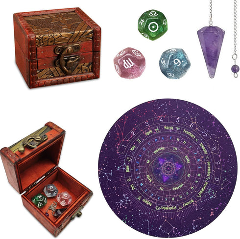 Knana 6Pcs Pendulum Board for Divination - Pendulum Crystal for Dowsing, Tarot