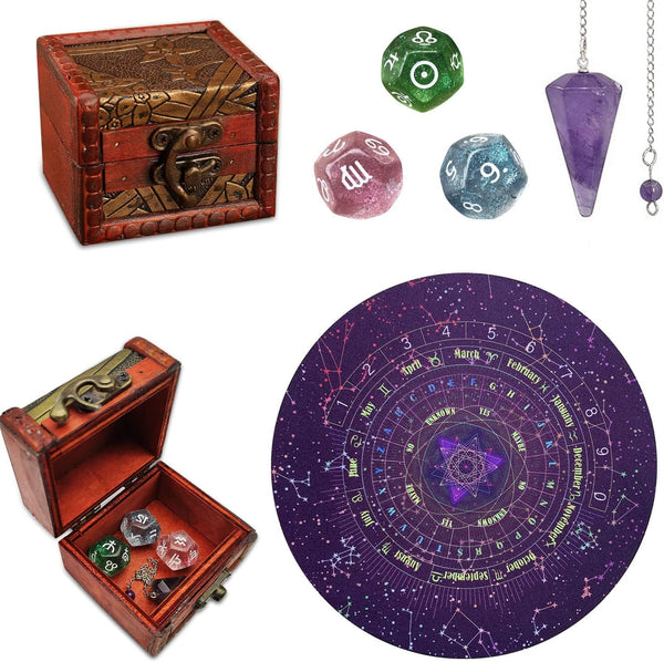 Knana 6Pcs Pendulum Board for Divination - Pendulum Crystal for Dowsing, Tarot