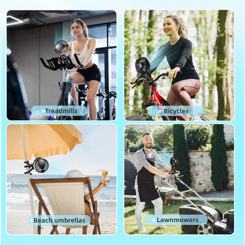Portable Fan with 20H Battery, Small Clip-On, 360° Rotate, 4000mAh USB Cooling Fan for Travel, Camping, Crib