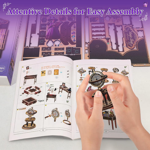 OTIOTHING 3D Book Nook Kit DIY Miniature House Dollhouse for Adults & Teens, Wooden Puzzle Tiny House Bookshelf Insert