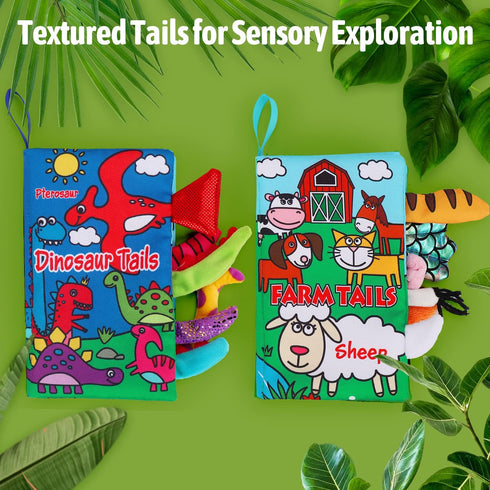 2 PCS High Contrast Crinkle Baby Books for 0-6 Months - Interactive Sensory Touch Feel Infant Travel Gift