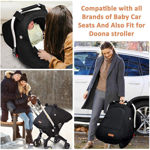 MARLIFER Cozy Waterproof Winter Baby Car Seat Cover, Carseat Cover Boys, & Warm Cover, Infant Car Seat Canopy