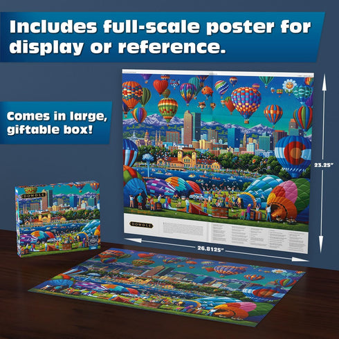 1000 Buffalo Games - Sapphire Select- Eric Dowdle - Balloon Spectacular - Piece Jigsaw Puzzle Challenging & Fun Blue