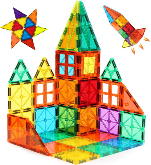 FNJO Magnetic Tiles, Magnet Building Set,60 PCS Building Blocks Set STEM Preschool