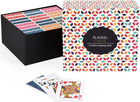 Playing Cards Bulk - 24 Decks of Standard Poker Cards with Colorful Gift Box for Various Fun Games