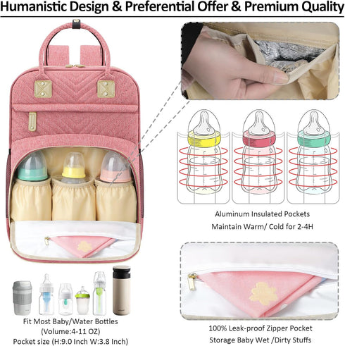 Backpack Tenot Baby Diaper Bag Tote for Women Large Capacity with Insulated Pockets Multifunctional Waterproof Diaper