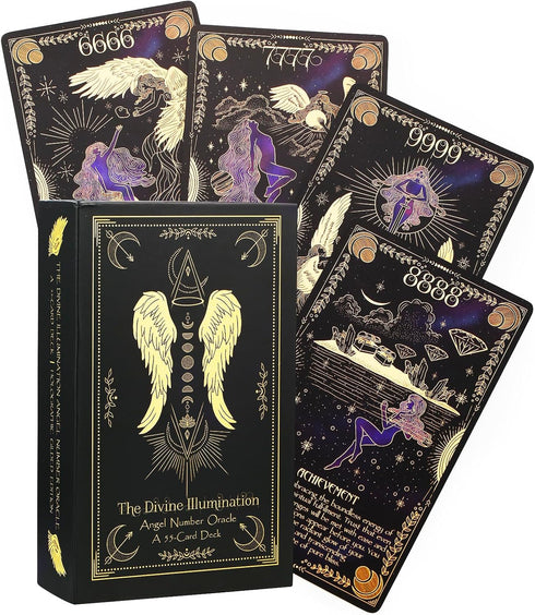 Illumination Angel Number Oracle and Affirmation Cards: 55-Card Deck with Celestial Arts and Guided Message