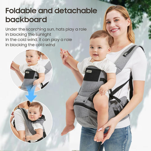 2-in-1 6 Baby Carrier with Hip Seat | Adjustable Carrying Positions | M-Shape Hip Support Design | Breathable
