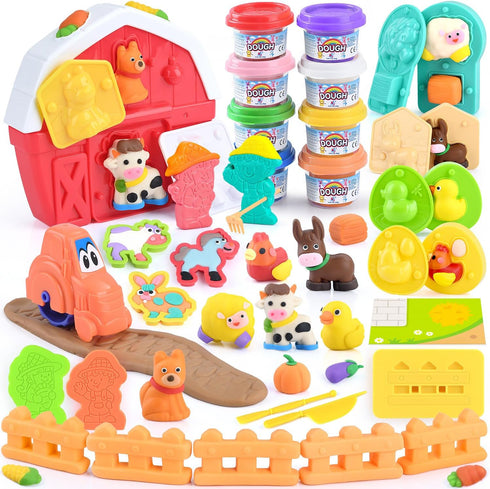 Farm Animals Color Dough Toys for Kids Ages 2-4-8, Big Red Barn