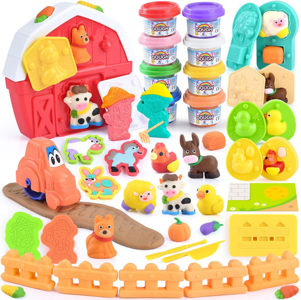 Farm Animals Color Dough Toys for Kids Ages 2-4-8, Big Red Barn