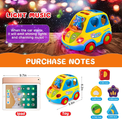 1 6-12-18 1 2 3 Baby Toys for Year Old Boy Girl Gift Musical Bus Baby Toys Months Toddler Early Learning Montessori