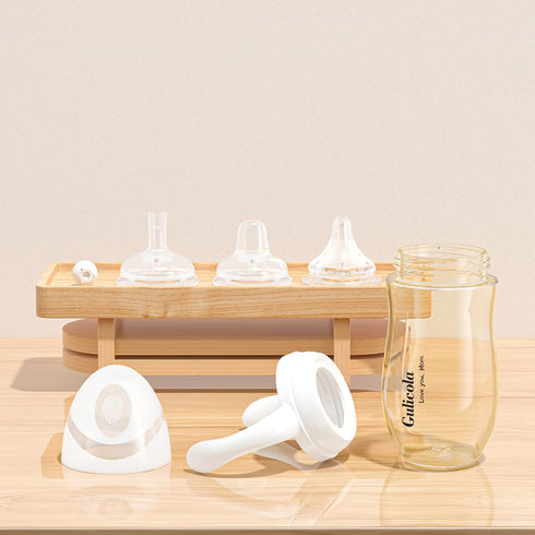 6 9 oz Gulicola Baby Bottle with Straw, Weighted Straw Sippy Cup with Handle, BPA Free PPSU, Months Plus, - Clear