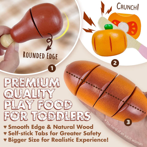 Sets Set Beberolen Wooden Play Food for Kids Kitchen Toddlers Wood Toys Cutting Fruit Pretend Food Play Kitchen