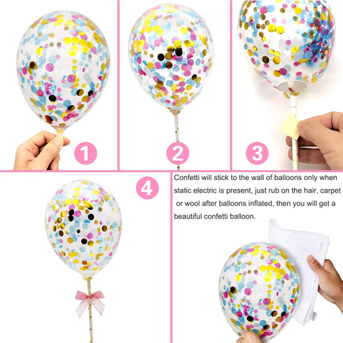 MOVINPE Happy Birthday Cake Topper, Rainbow Cloud Decoration with Confetti Balloons for Kids