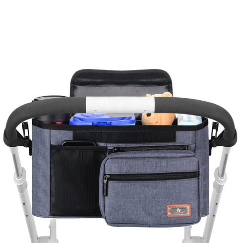 Homlynn Universal Stroller Organizer, Stroller Large Storage Bag with Cup Holders & Shoulder Straps & Detachable
