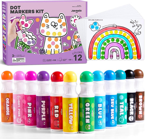 Jar Melo Washable Dot Markers for Toddlers, 12 Colors Dot Paints with