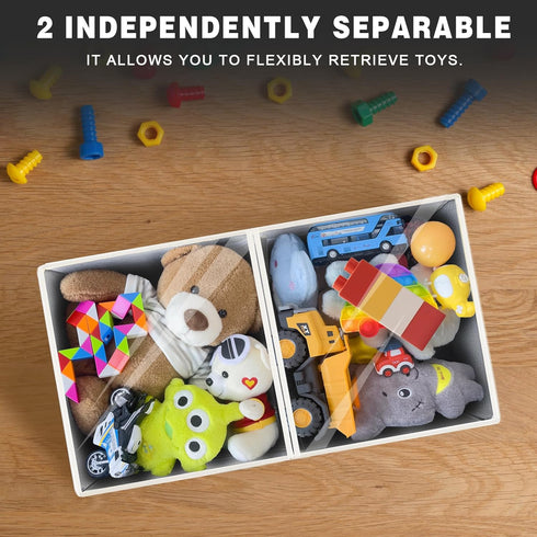 2 Pack Closet Large Toy Storage Box with Clear Lids Collapsible Toy Organizer Chest with Adjustable Dividers Kids