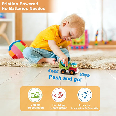 Cogwak 6 Pack Set Bulldozer 3-8 Friction Construction Vehicles Toys for Boys, Push and Go Engineering Cars