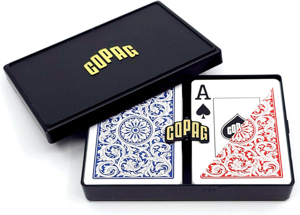 Copag 1546 Design 100% Plastic Playing Cards, Poker Size, Red/Blue, Jumbo Index, 1 Set